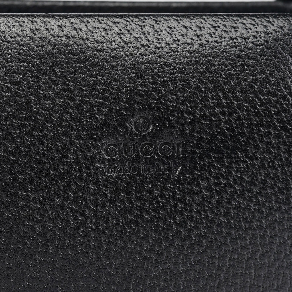 002 1035 Black Leather Bamboo 2-Way Tote Bag