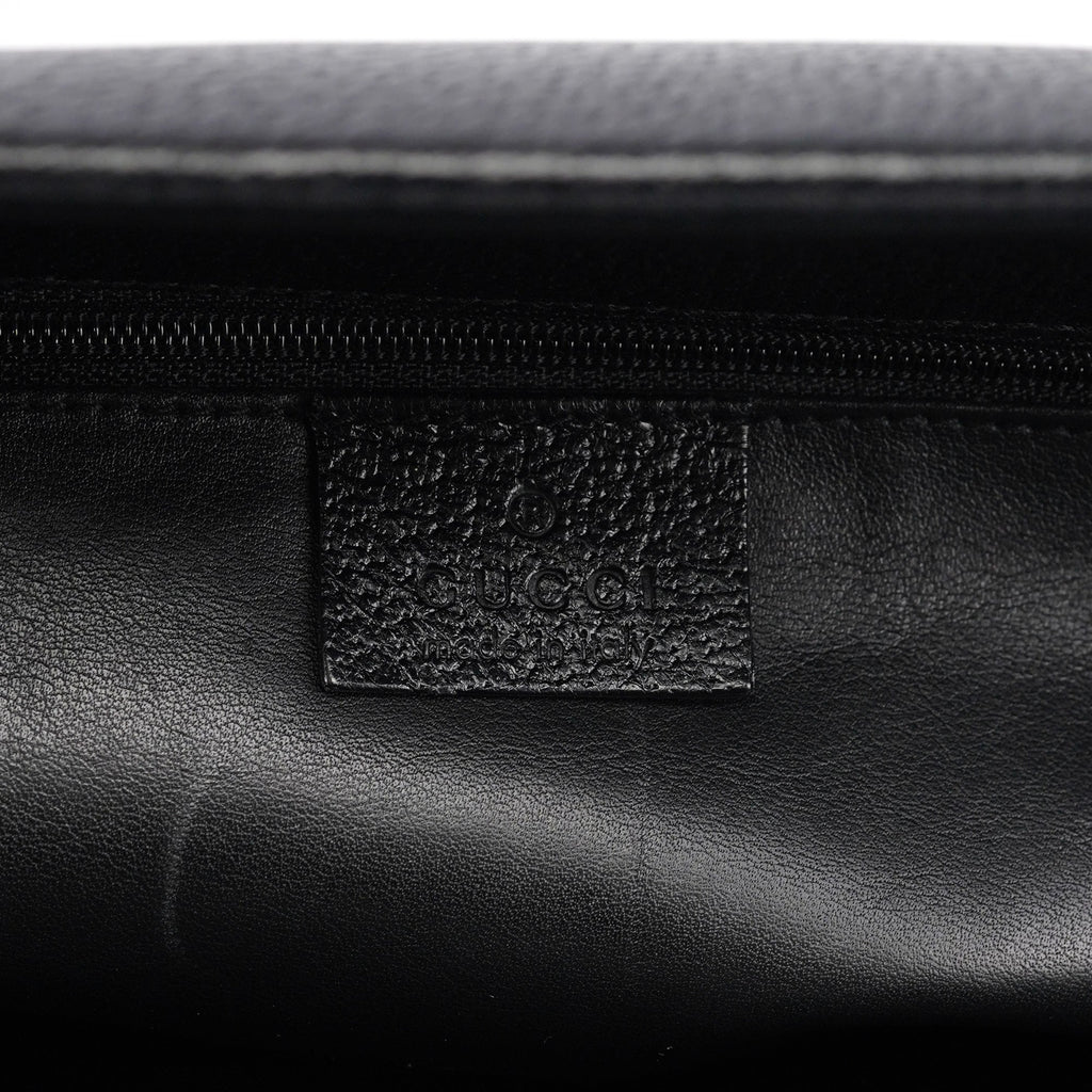 002 1035 Black Leather Bamboo 2-Way Tote Bag
