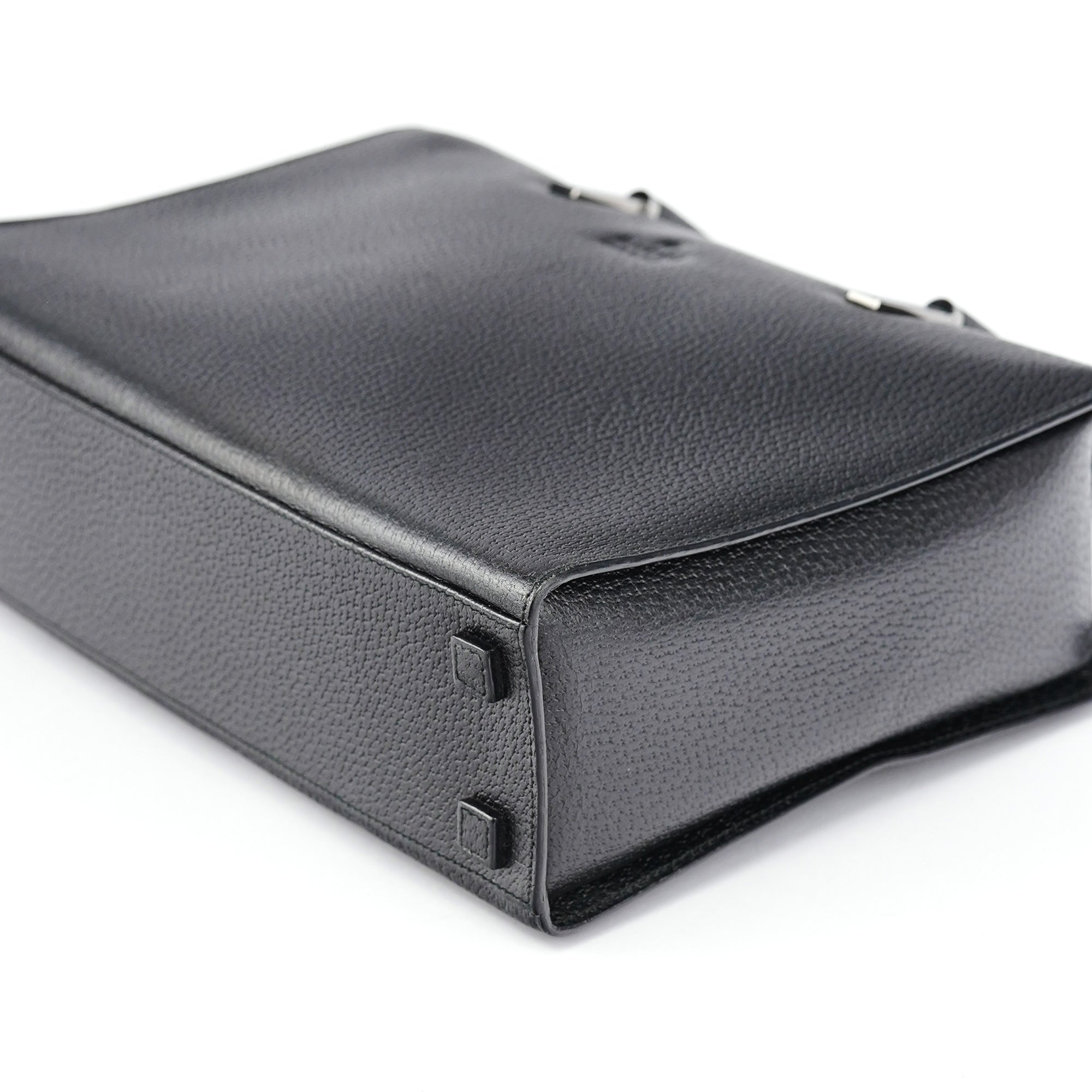 002 1035 Black Leather Bamboo 2-Way Tote Bag