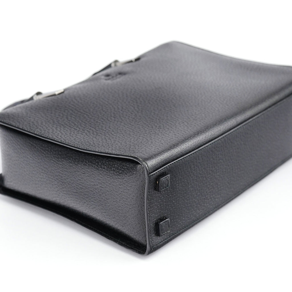 002 1035 Black Leather Bamboo 2-Way Tote Bag