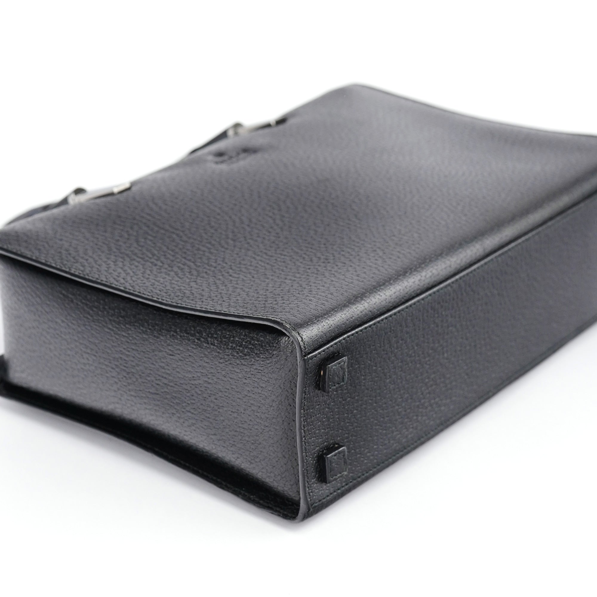 002 1035 Black Leather Bamboo 2-Way Tote Bag