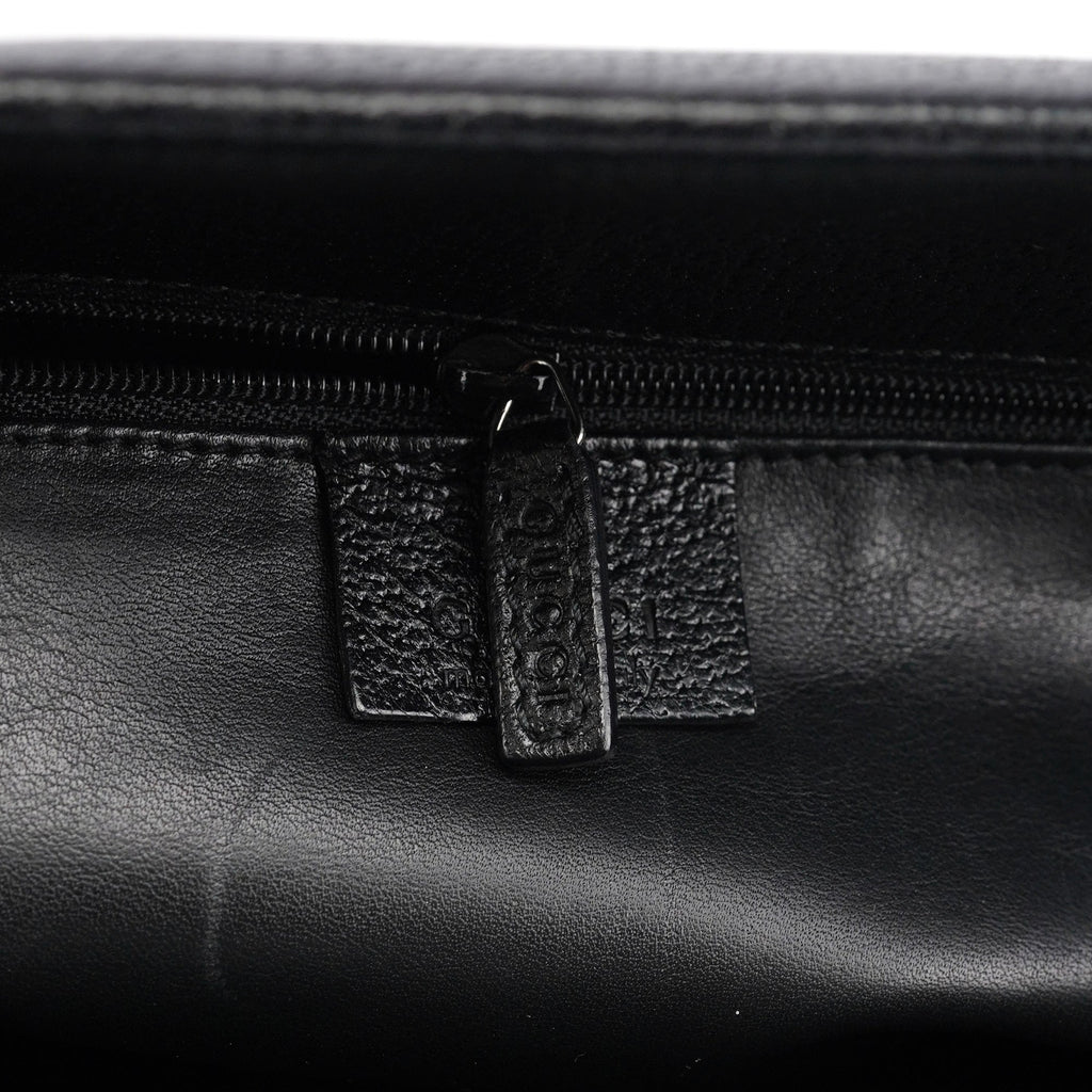 002 1035 Black Leather Bamboo 2-Way Tote Bag