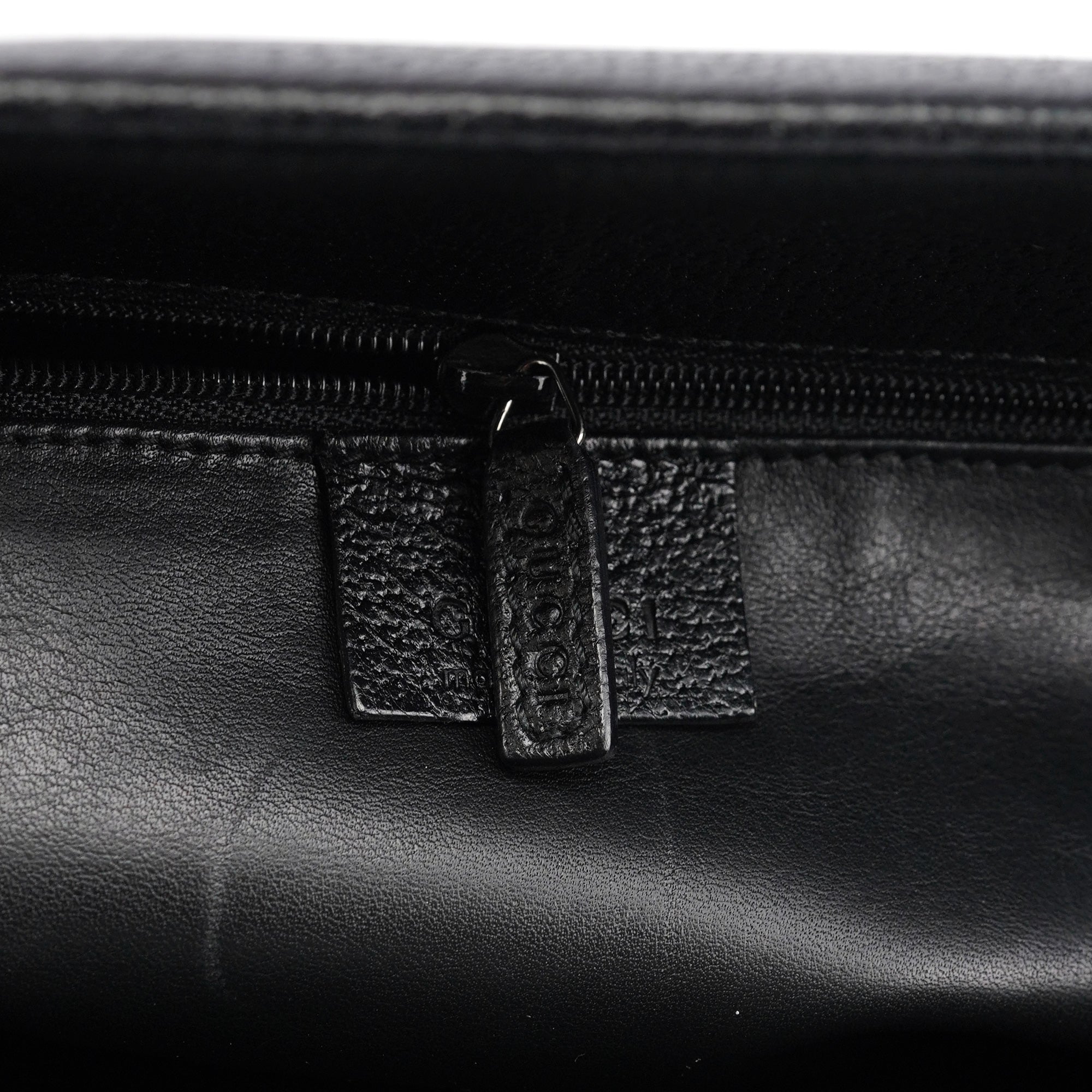 002 1035 Black Leather Bamboo 2-Way Tote Bag