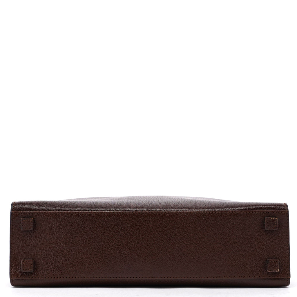 002 1035 Brown Leather Bamboo 2-Way Tote