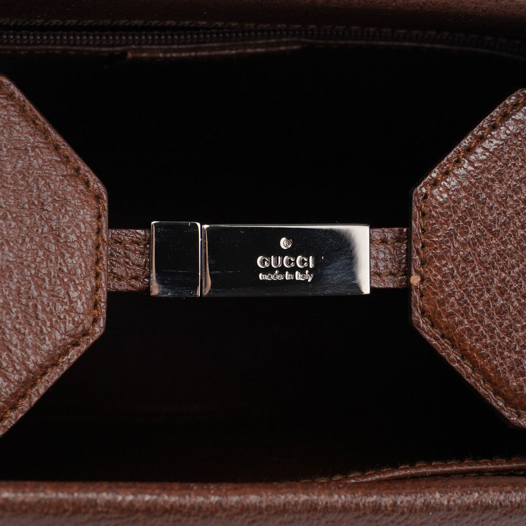 002 1035 Brown Leather Bamboo 2-Way Tote