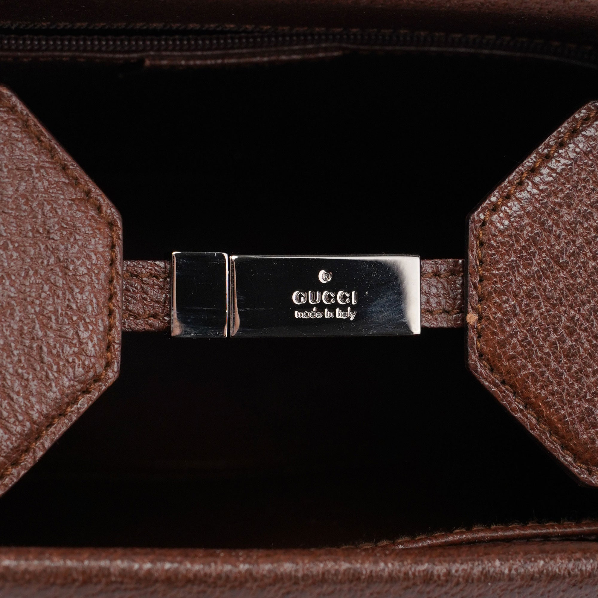 002 1035 Brown Leather Bamboo 2-Way Tote