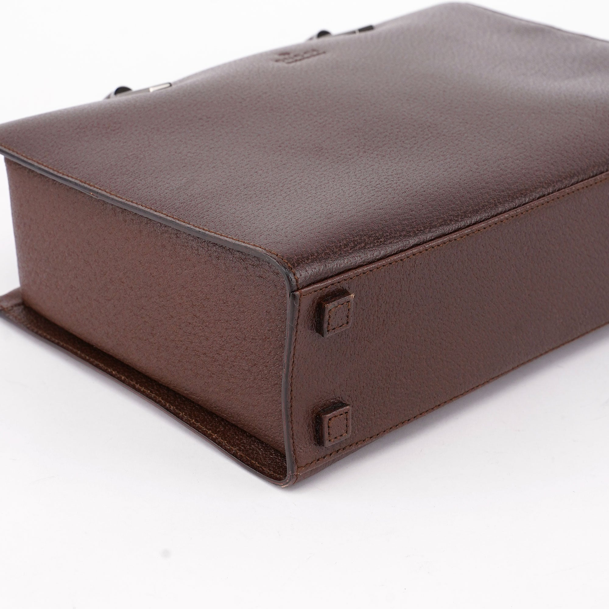 002 1035 Brown Leather Bamboo 2-Way Tote