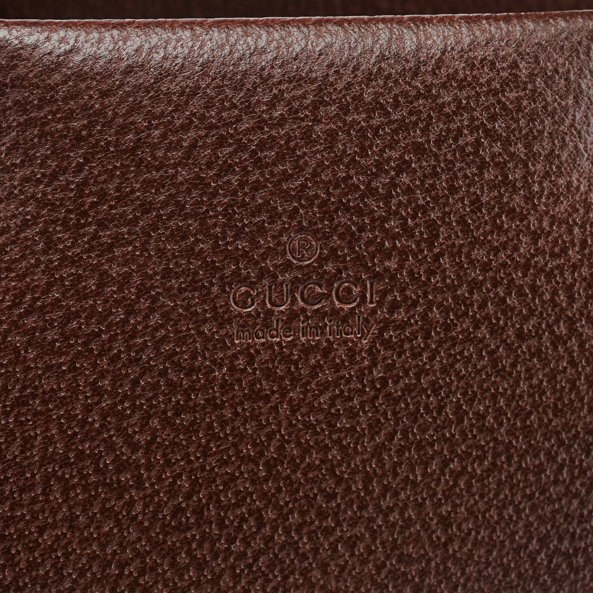 002 1035 Brown Leather Bamboo 2-Way Tote Bag