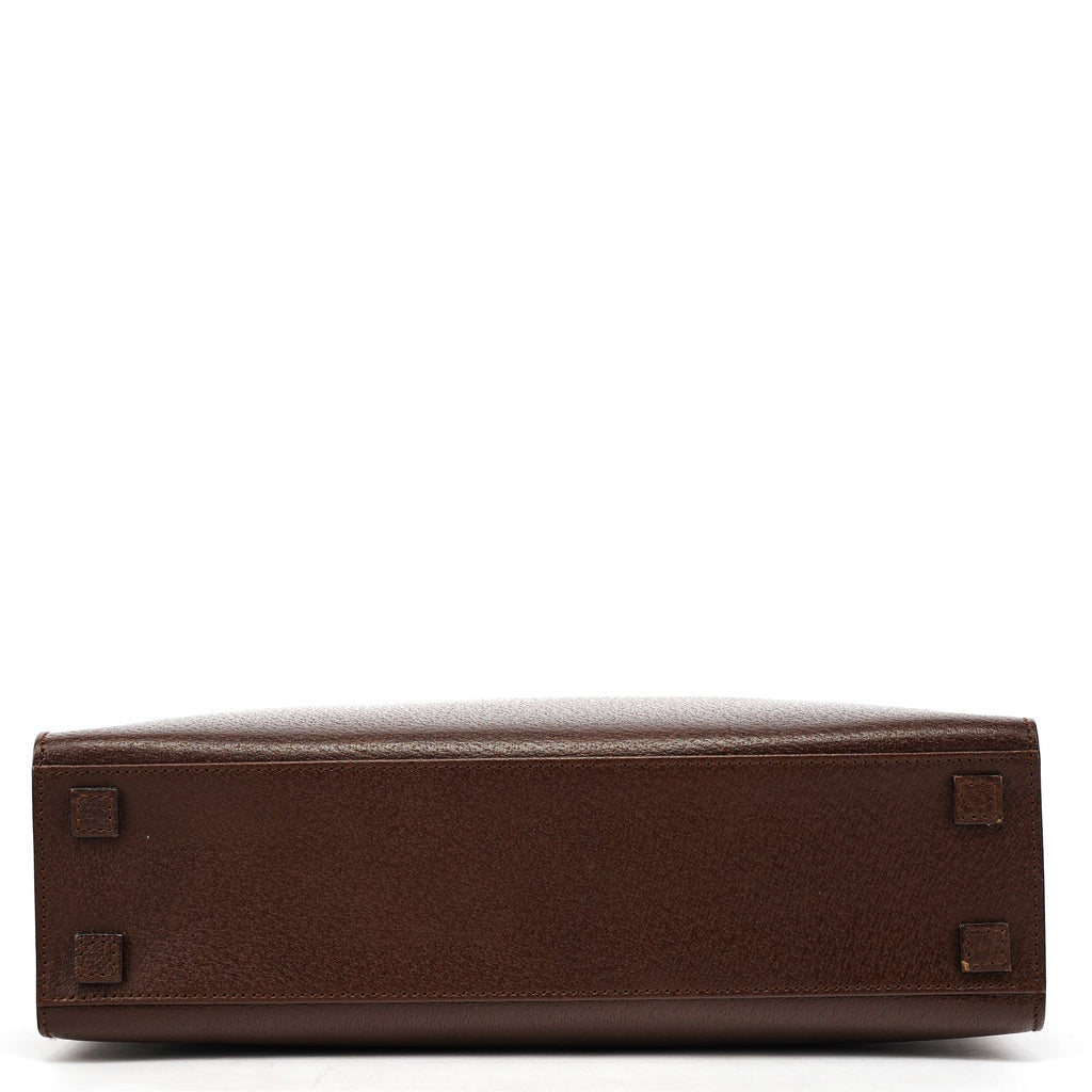 002 1035 Brown Leather Bamboo 2-Way Tote Bag