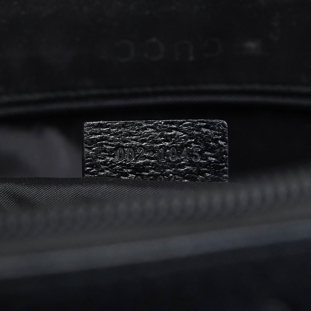 002 1045 Black Leather Dual Pocket Tote