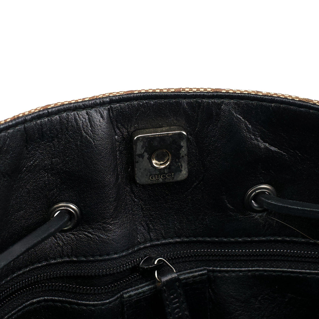 002 1053 Beige GG Leather Drawstring Tote Bag