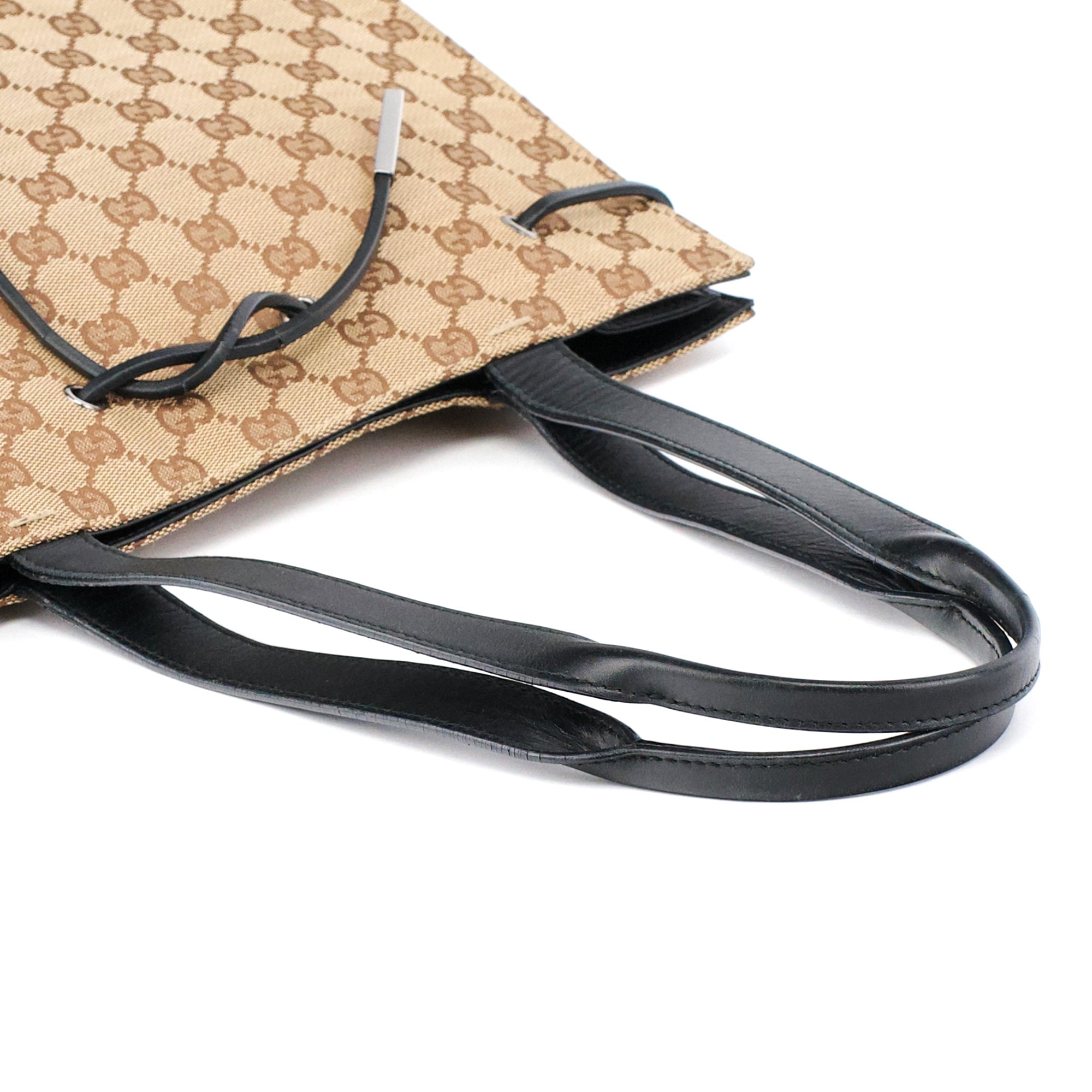 002 1053 Beige GG Leather Drawstring Tote Bag