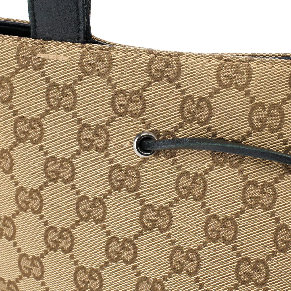 002 1053 Beige GG Leather Drawstring Tote Bag