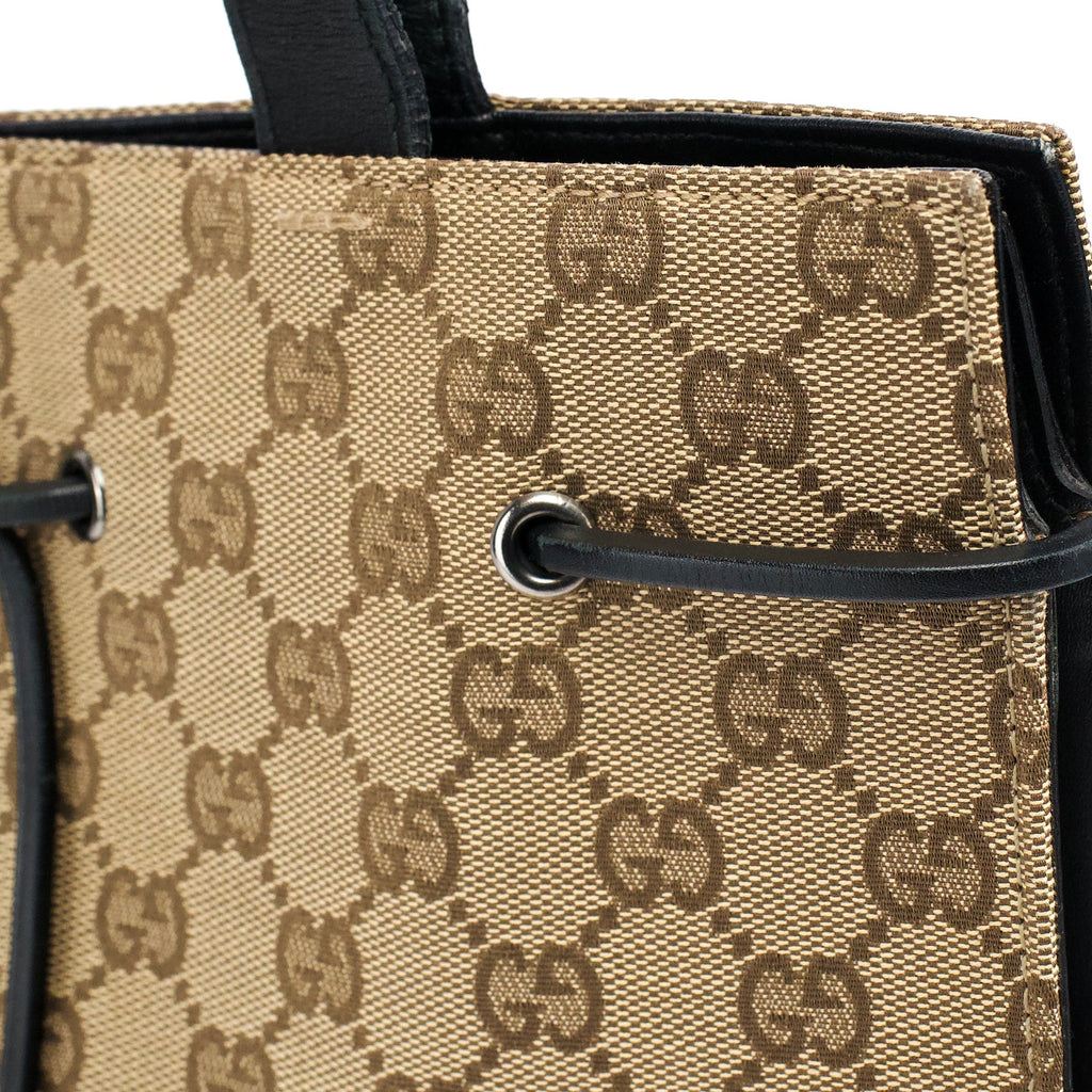 002 1053 Beige GG Leather Drawstring Tote Bag