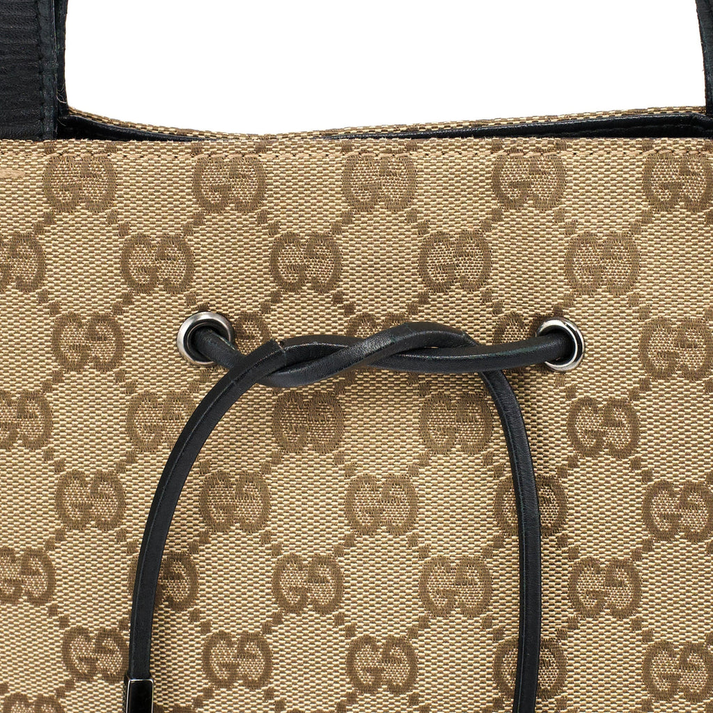 002 1053 Beige GG Leather Drawstring Tote Bag