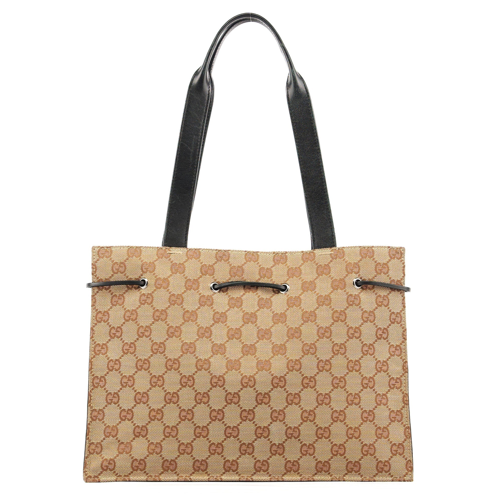 002 1053 Beige GG Leather Drawstring Tote Bag