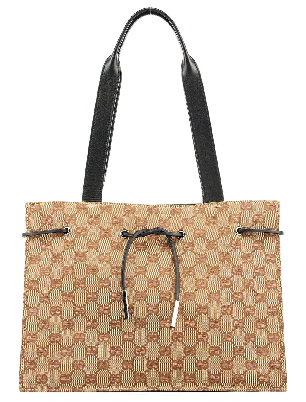002 1053 Beige GG Leather Drawstring Tote Bag
