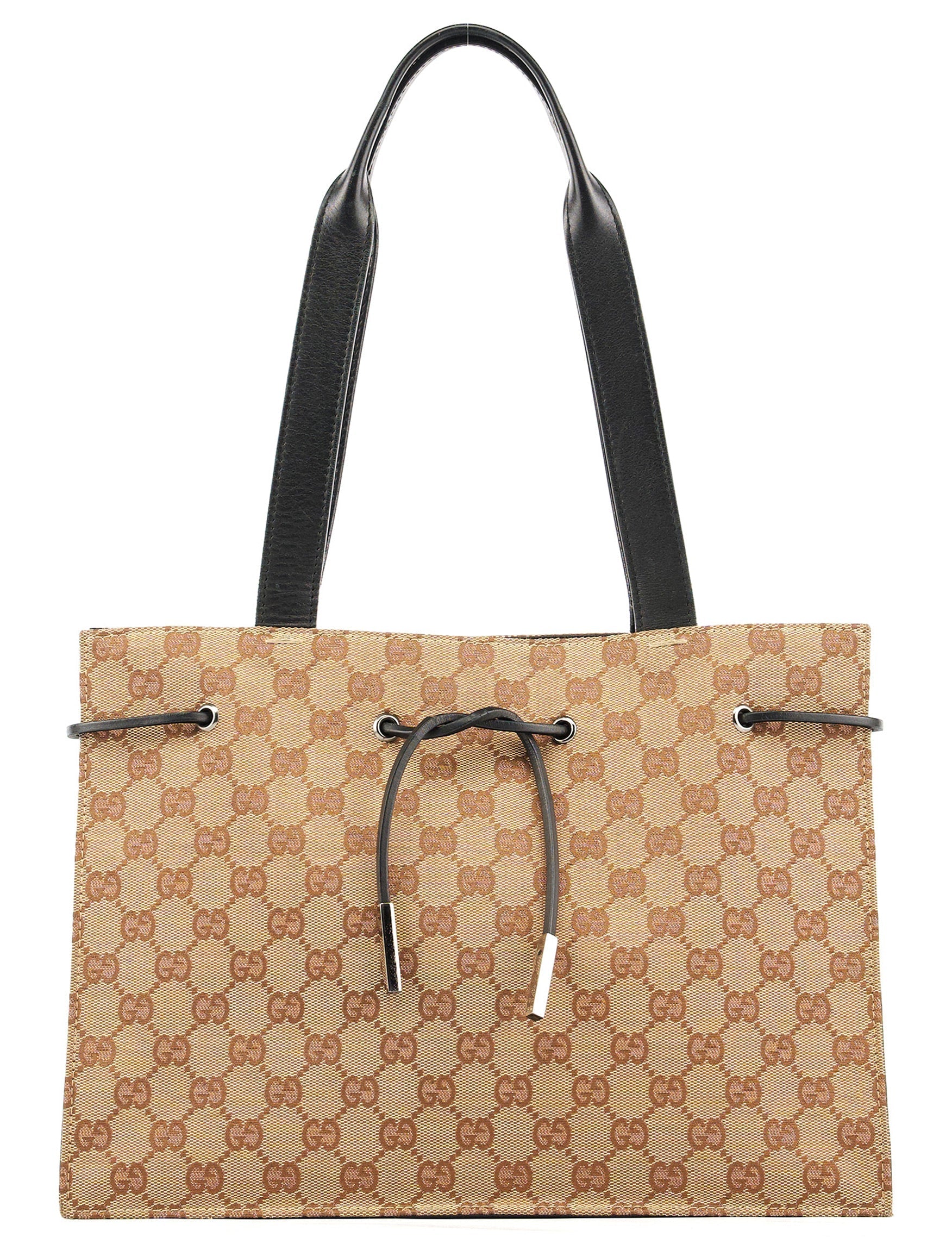 002 1053 Beige GG Leather Drawstring Tote Bag