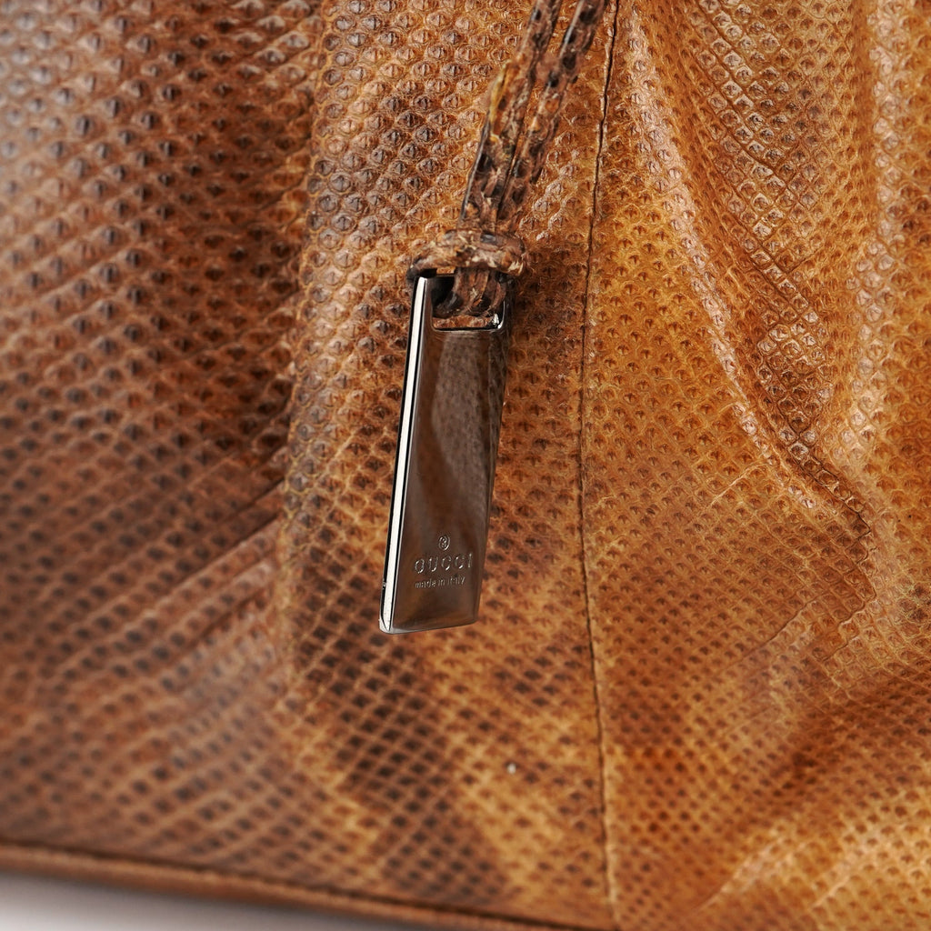 002 1054 Beige Lizard Embossed Clutch Tote Bag