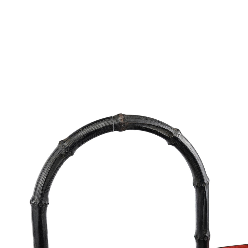 002 1059 Black Leather Bamboo Tote Bag