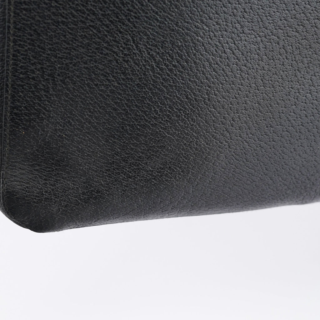 002 1059 Black Leather Bamboo Tote Bag
