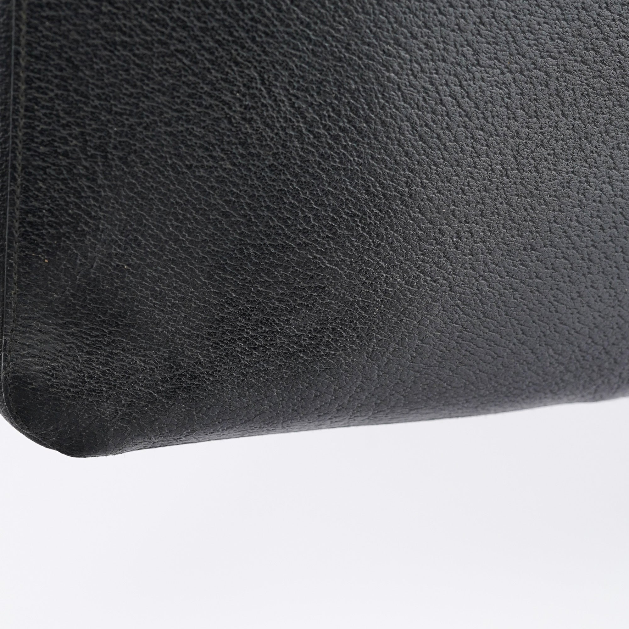 002 1059 Black Leather Bamboo Tote Bag