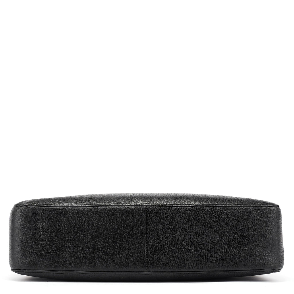 002 1059 Black Leather Bamboo Tote Bag