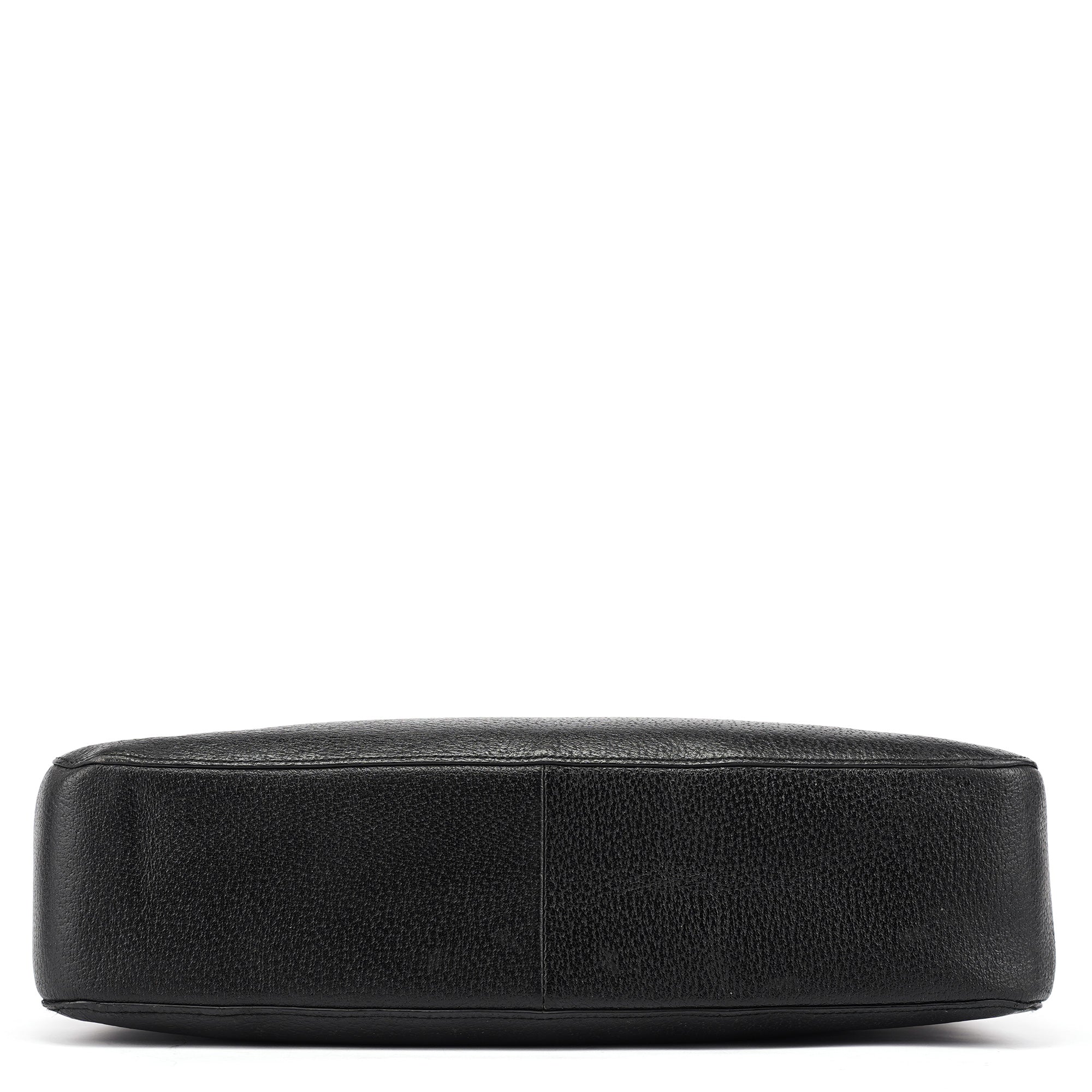 002 1059 Black Leather Bamboo Tote Bag