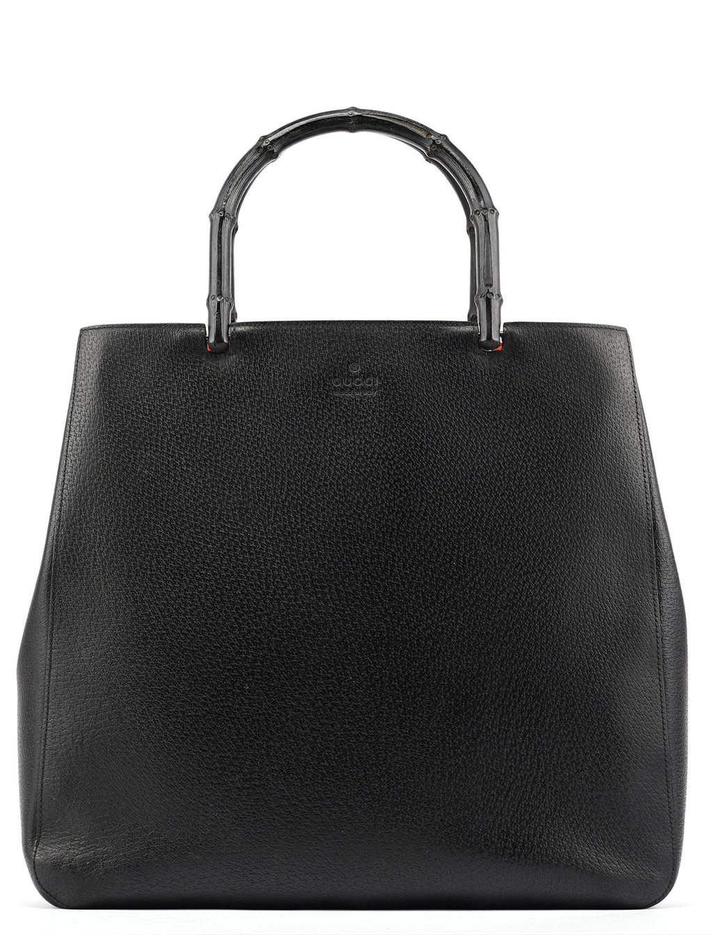 002 1059 Black Leather Bamboo Tote Bag