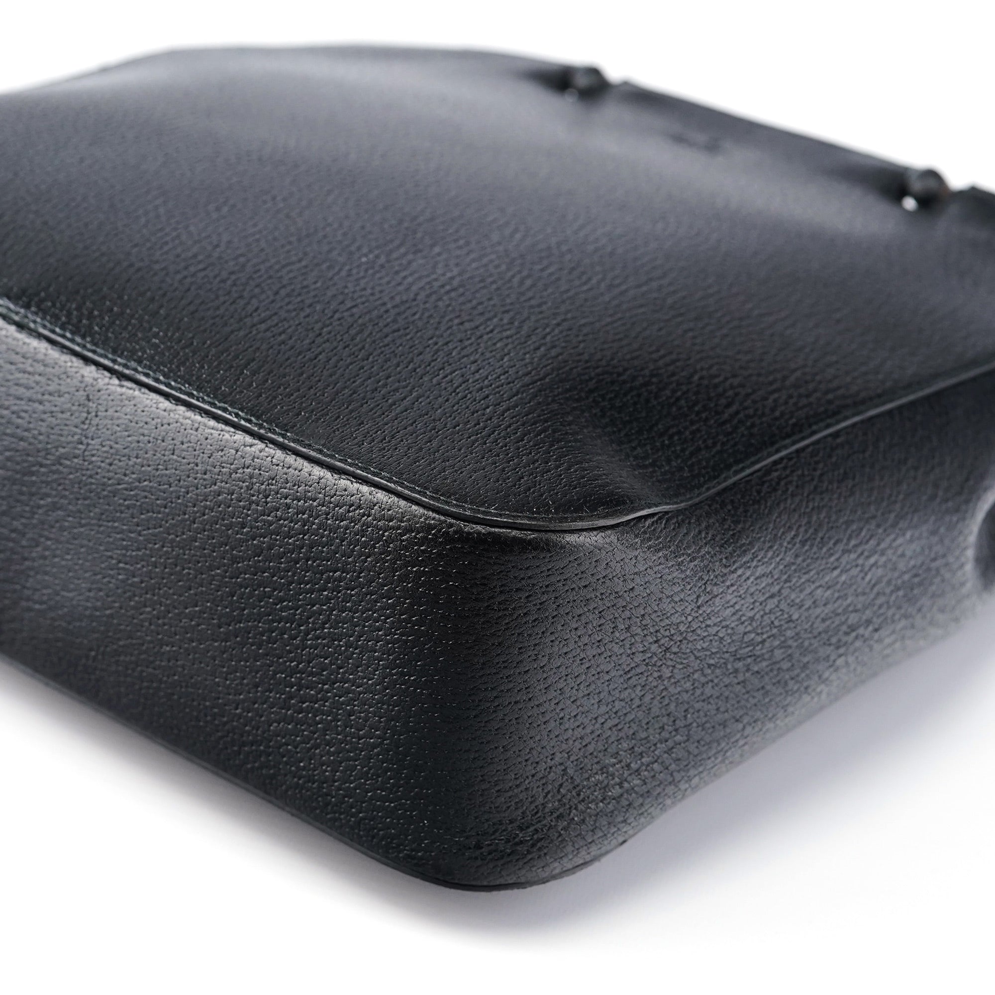 002 1060 Black Leather Bamboo Tote