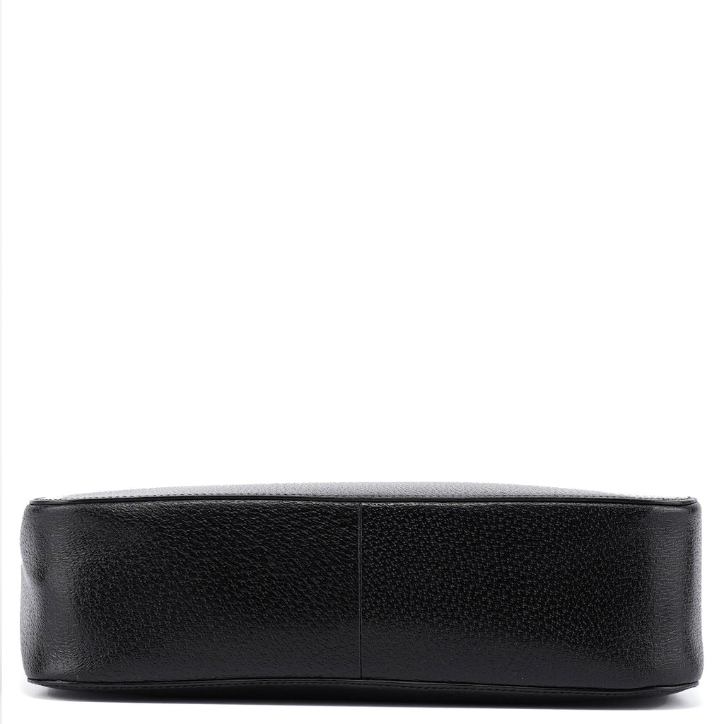 002 1060 Black Leather Bamboo Tote