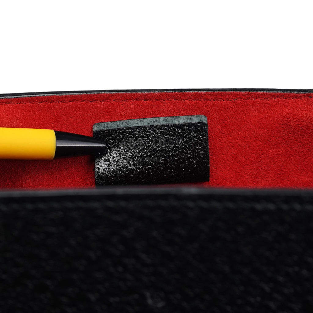 002 1060 Black Leather Bamboo Tote