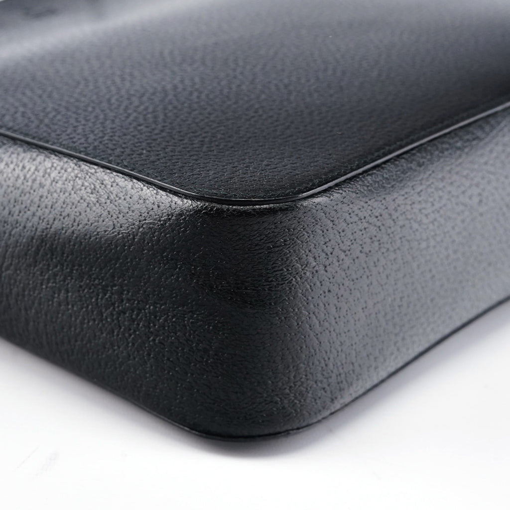 002 1060 Black Leather Bamboo Tote