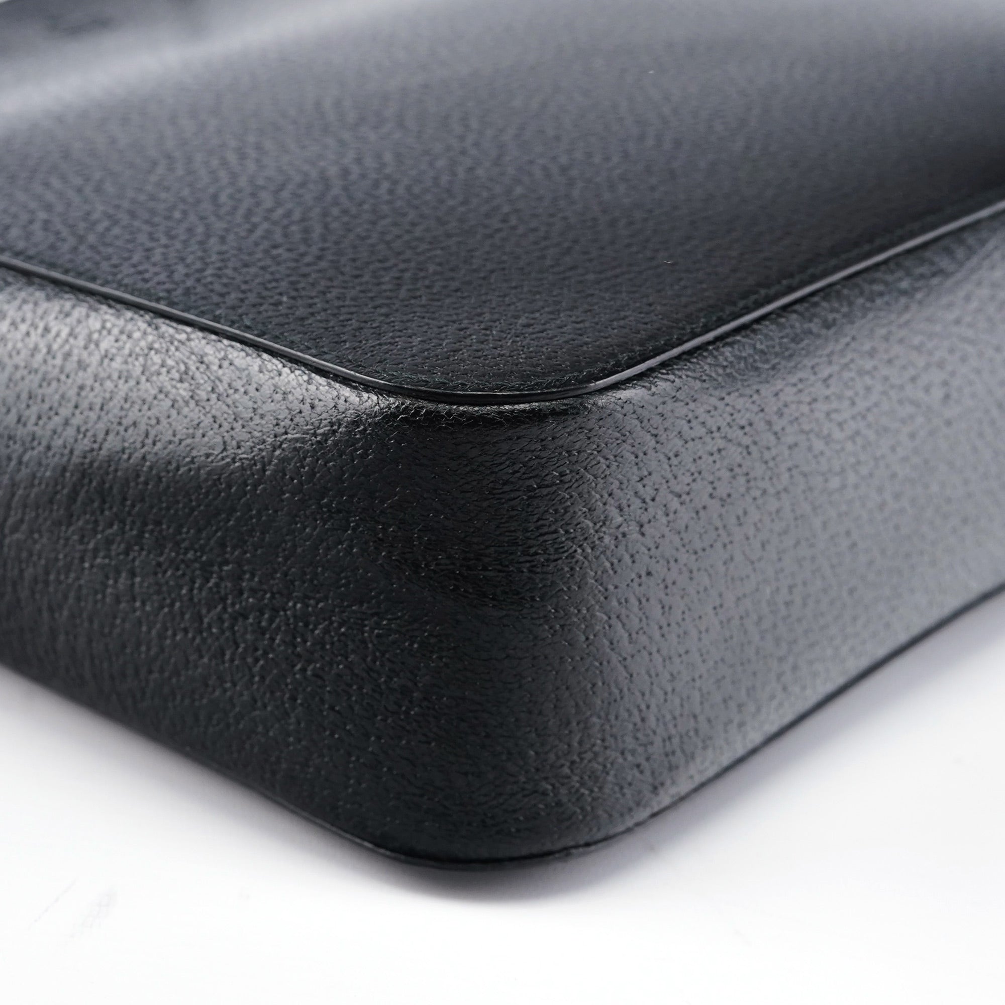 002 1060 Black Leather Bamboo Tote