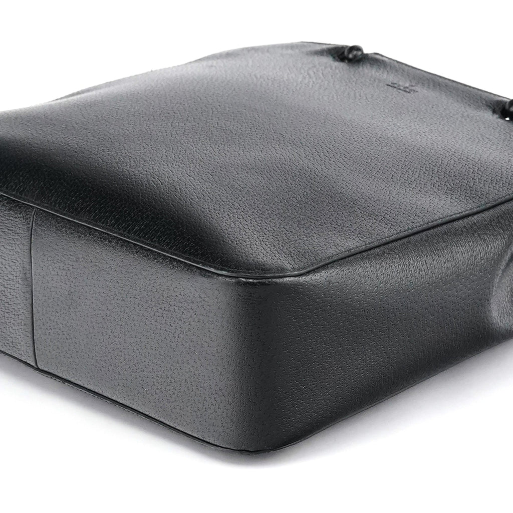 002 1060 Black Leather Bamboo Tote Bag