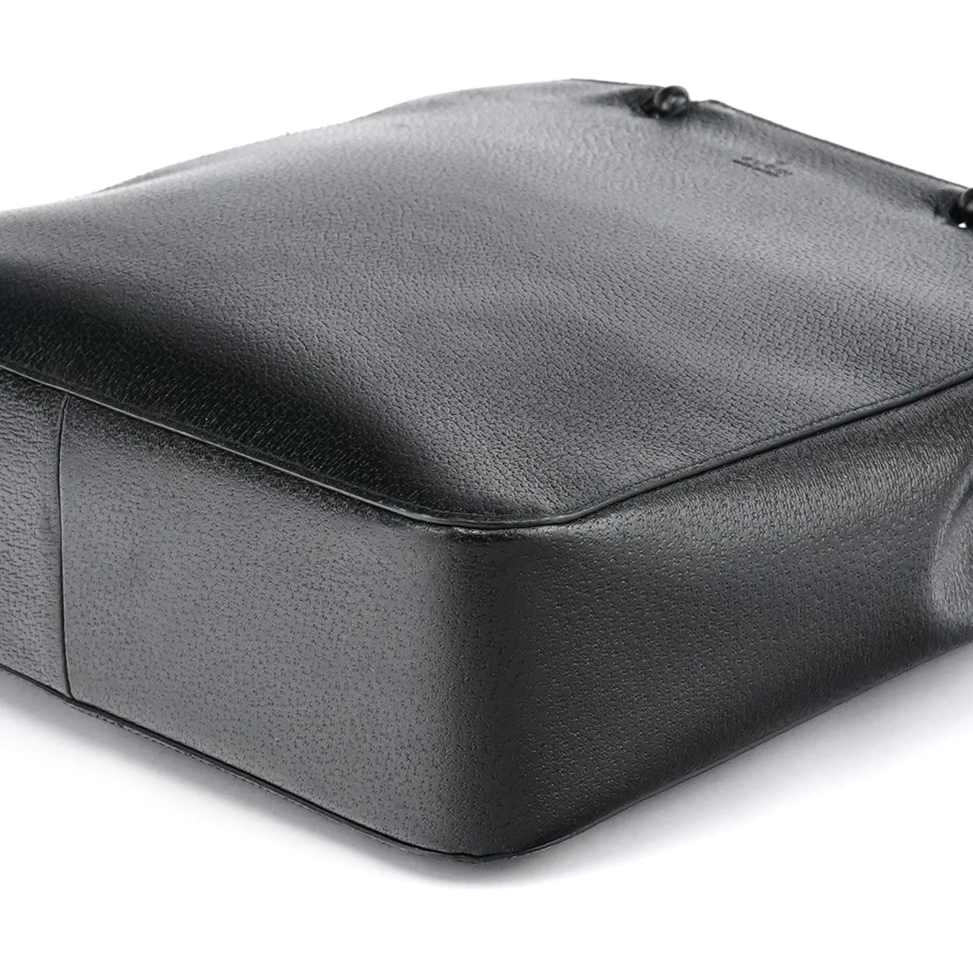 002 1060 Black Leather Bamboo Tote Bag