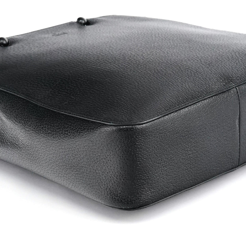 002 1060 Black Leather Bamboo Tote Bag