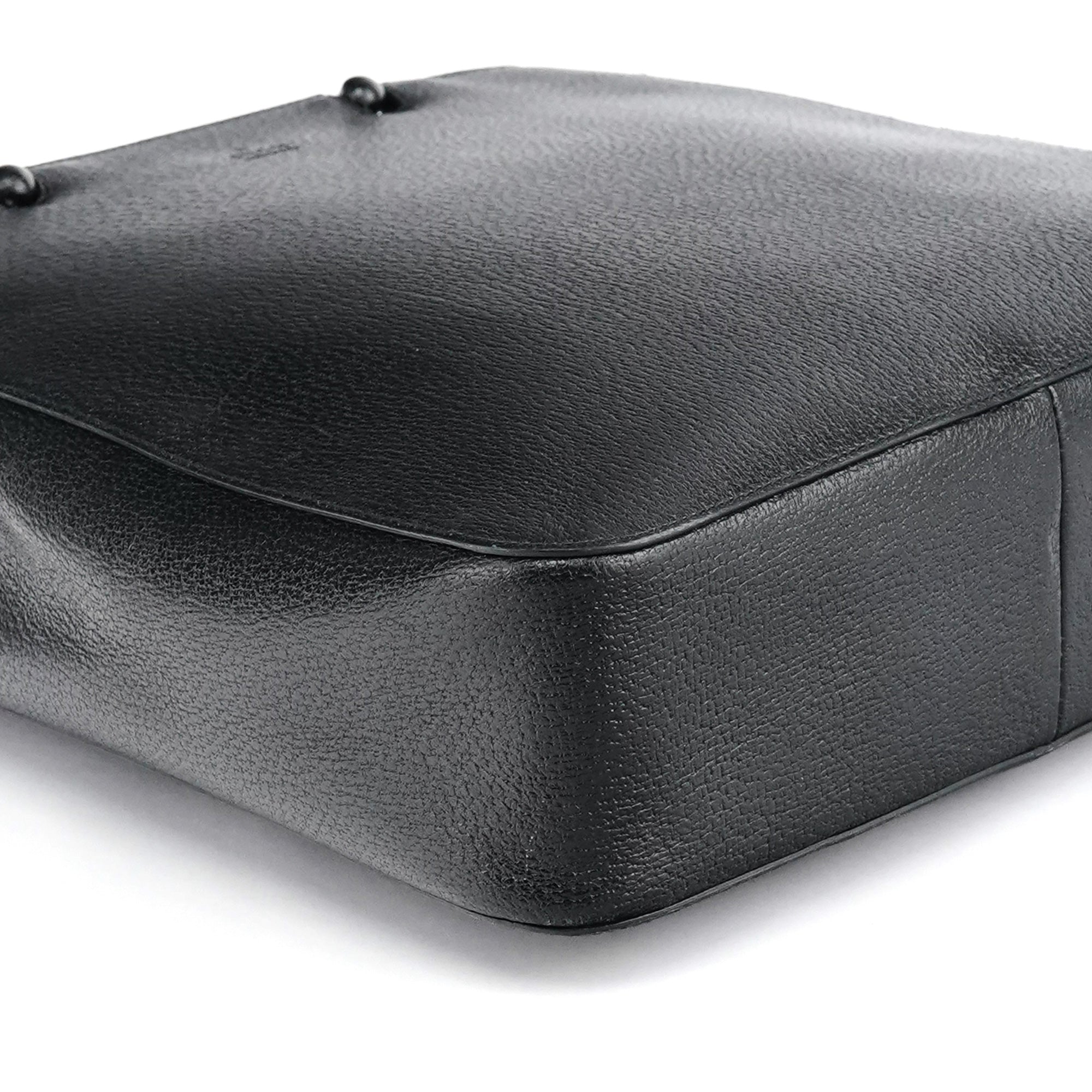 002 1060 Black Leather Bamboo Tote Bag