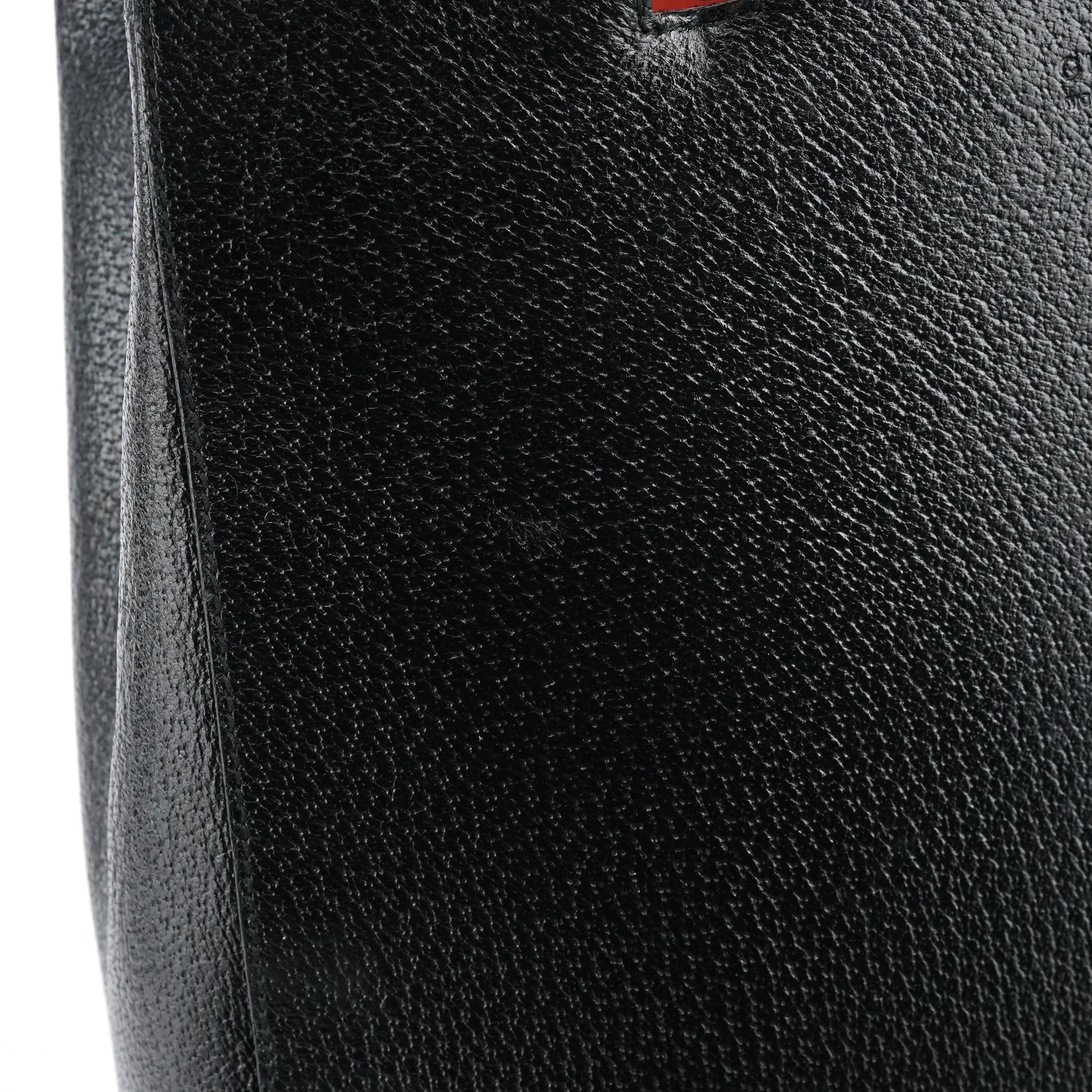 002 1060 Black Leather Bamboo Tote Bag
