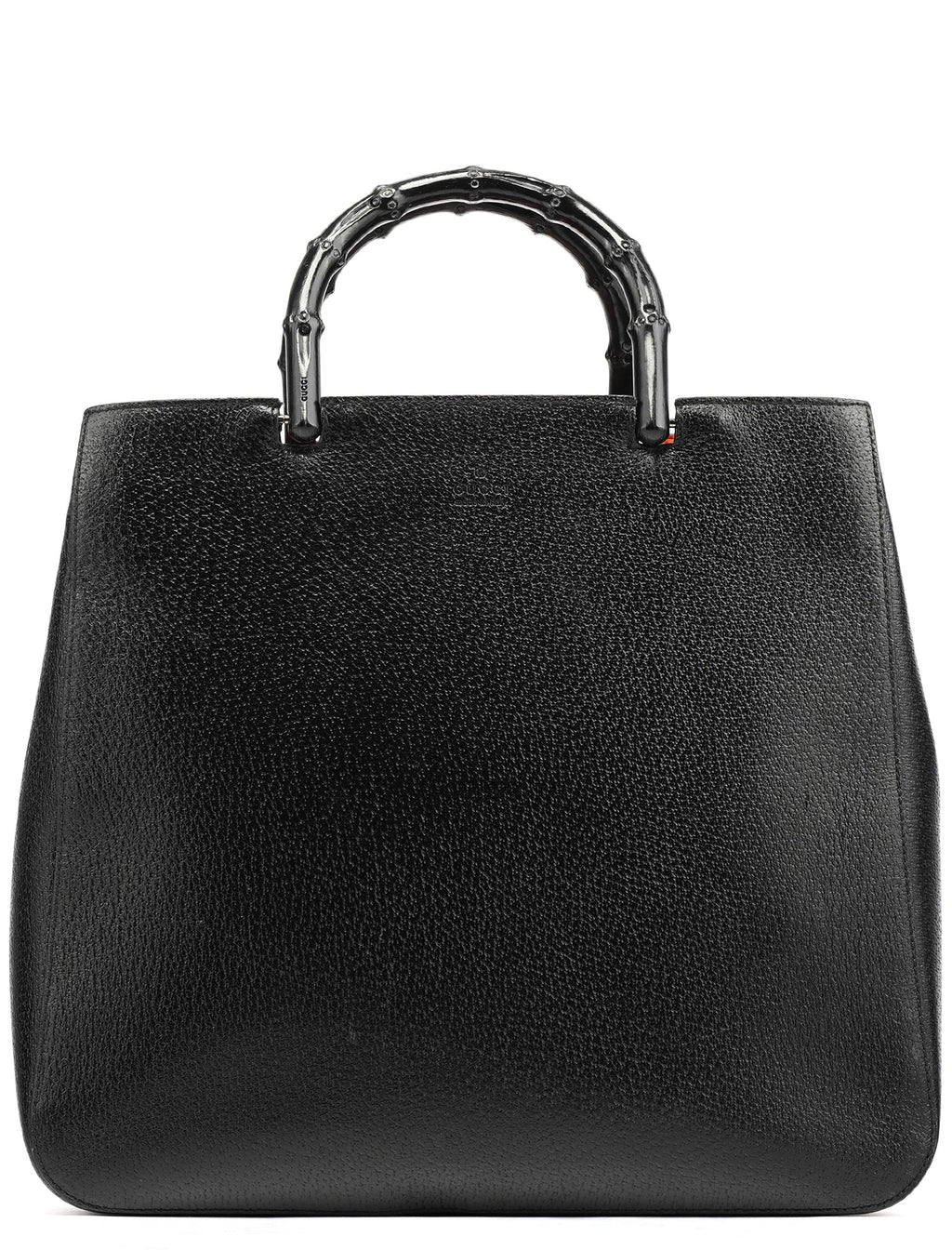 002 1060 Black Leather Bamboo Tote Bag