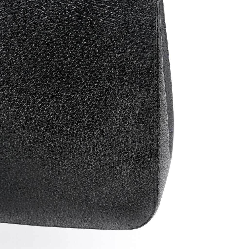002 1060 Black Leather Bamboo Tote Bag