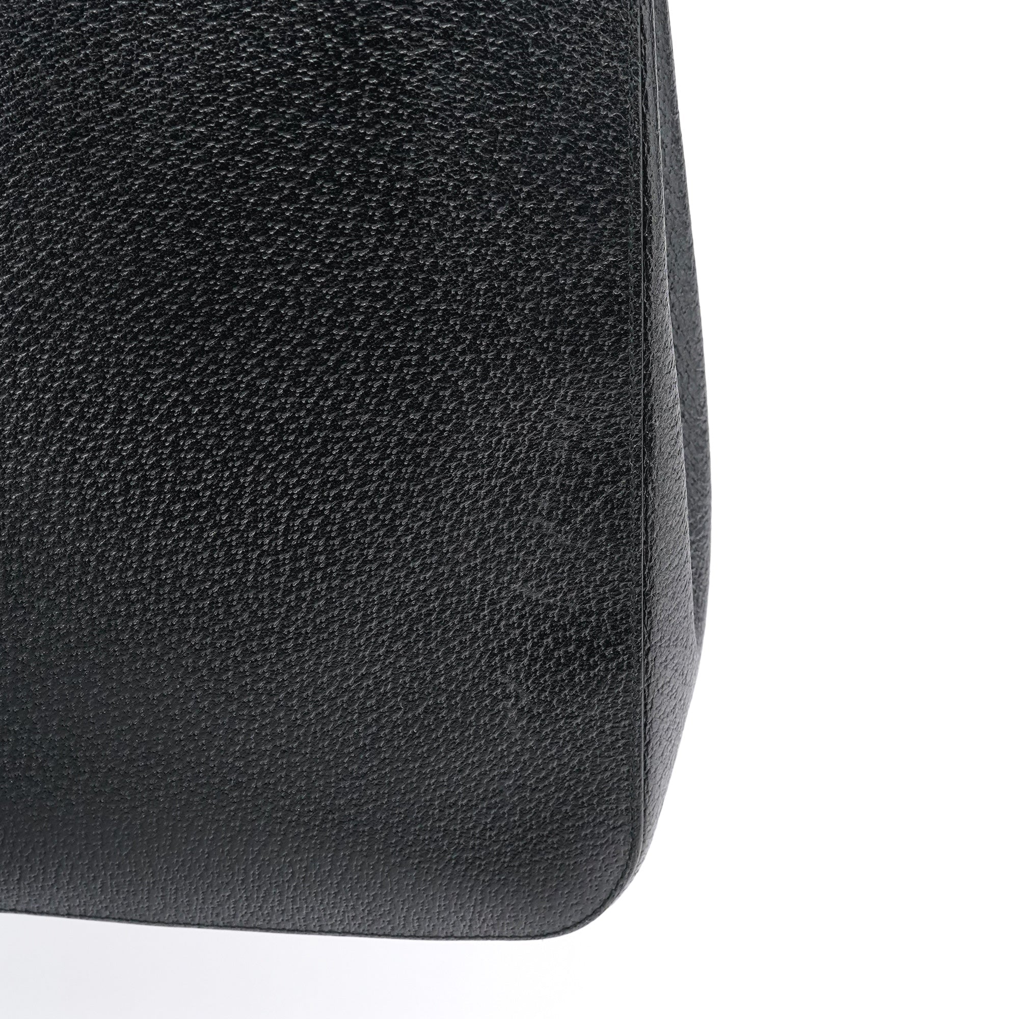 002 1060 Black Leather Bamboo Tote Bag