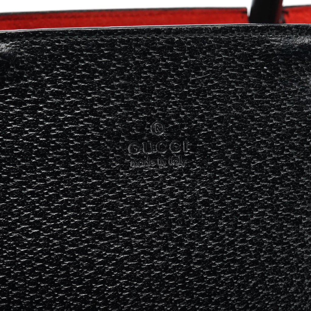 002 1060 Black Leather Bamboo Tote Bag