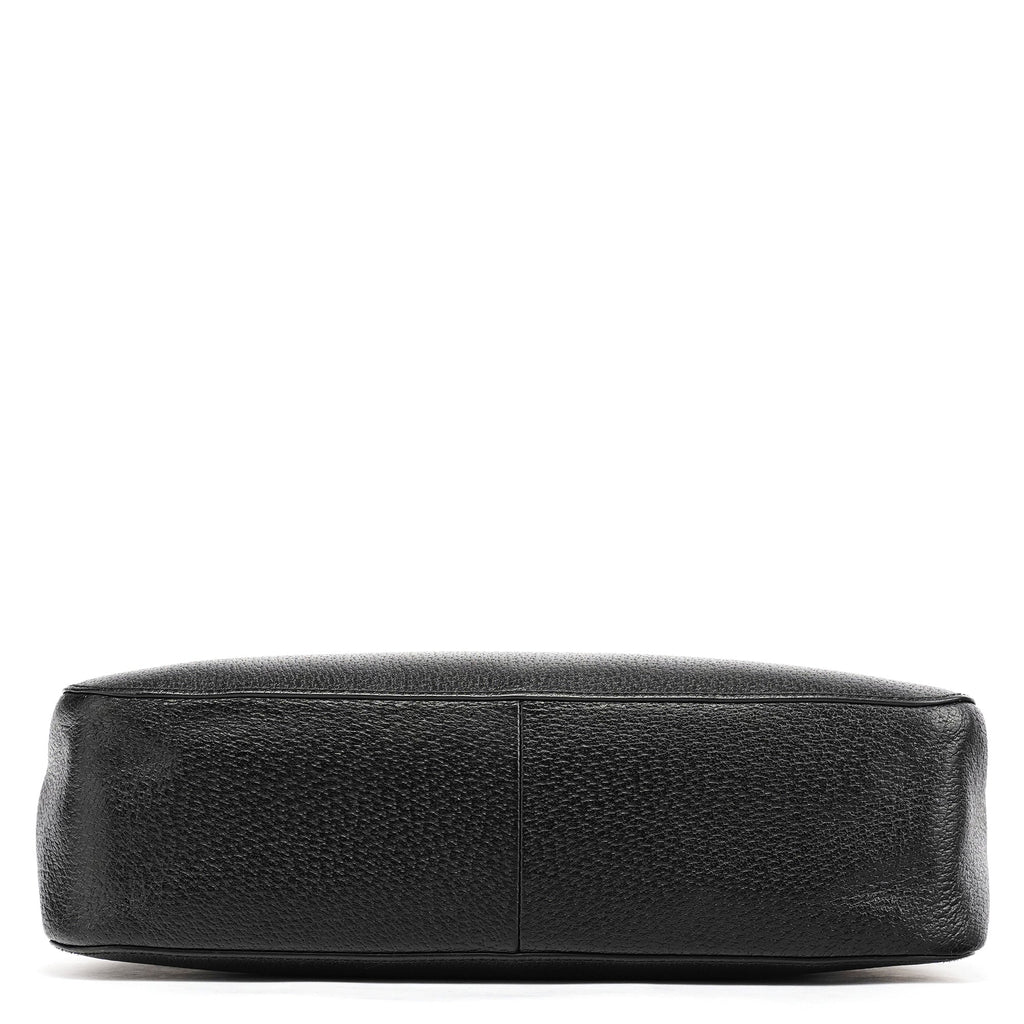 002 1060 Black Leather Bamboo Tote Bag