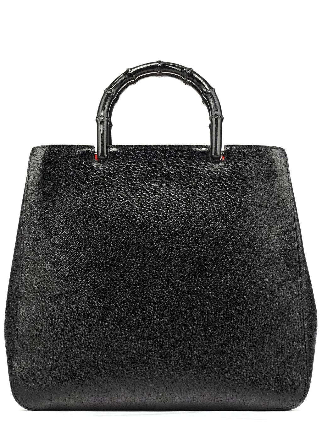 002 1060 Black Leather Bamboo Tote Bag