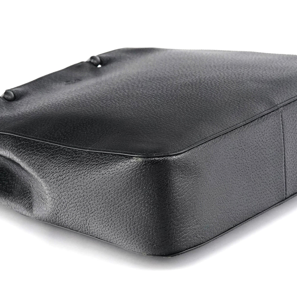 002 1060 Black Leather Bamboo Tote Bag