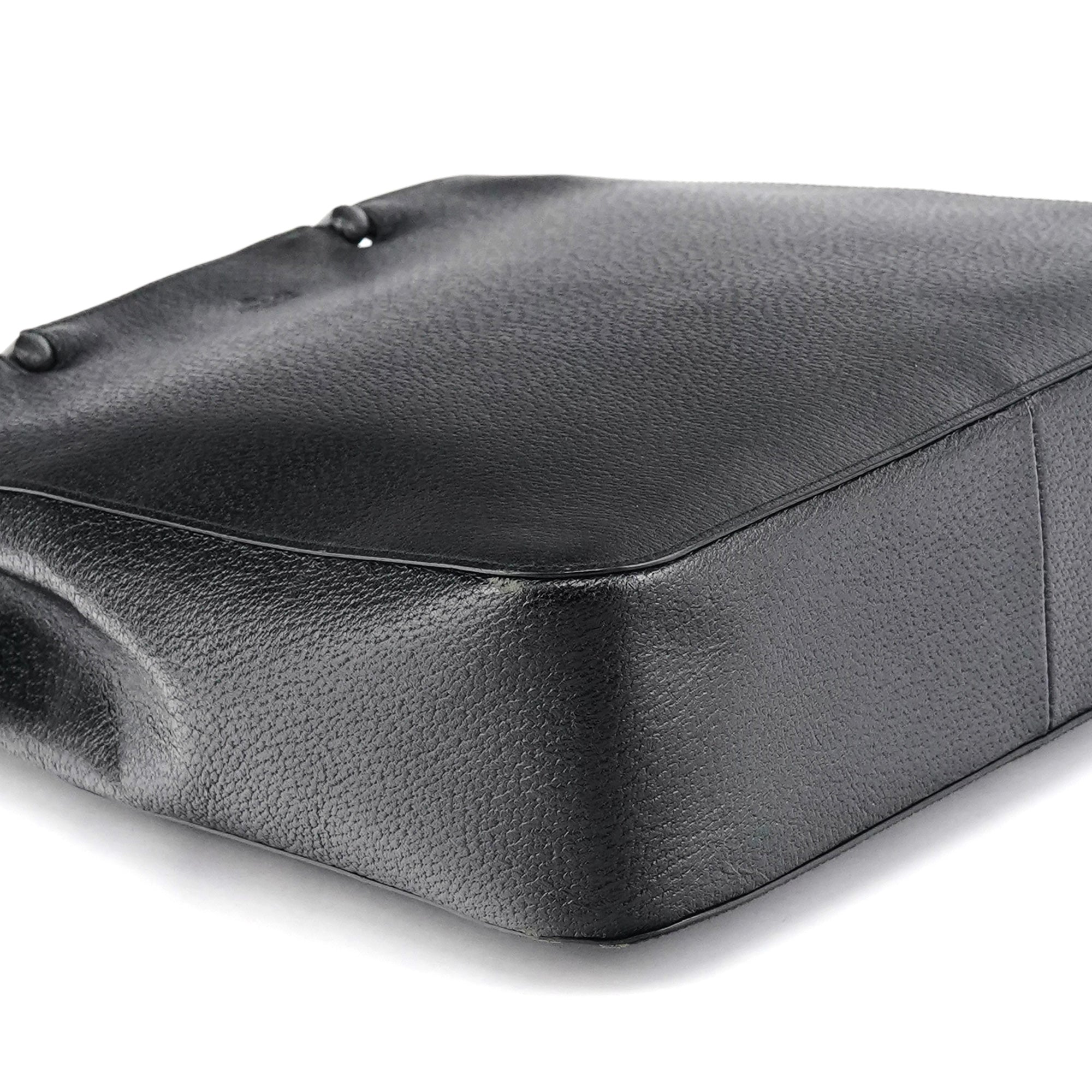002 1060 Black Leather Bamboo Tote Bag