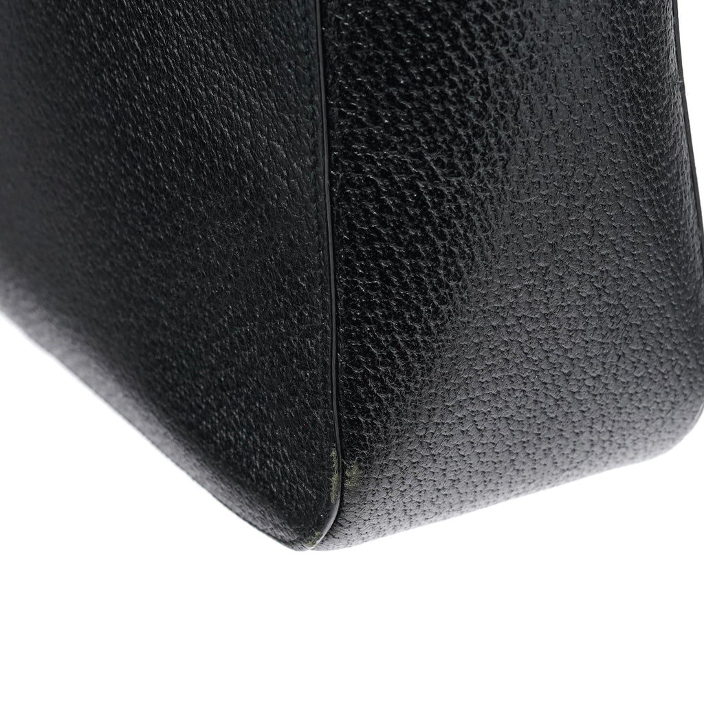 002 1060 Black Leather Bamboo Tote Bag