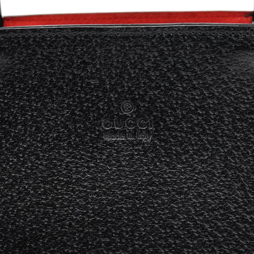 002 1060 Black Leather Bamboo Tote Bag