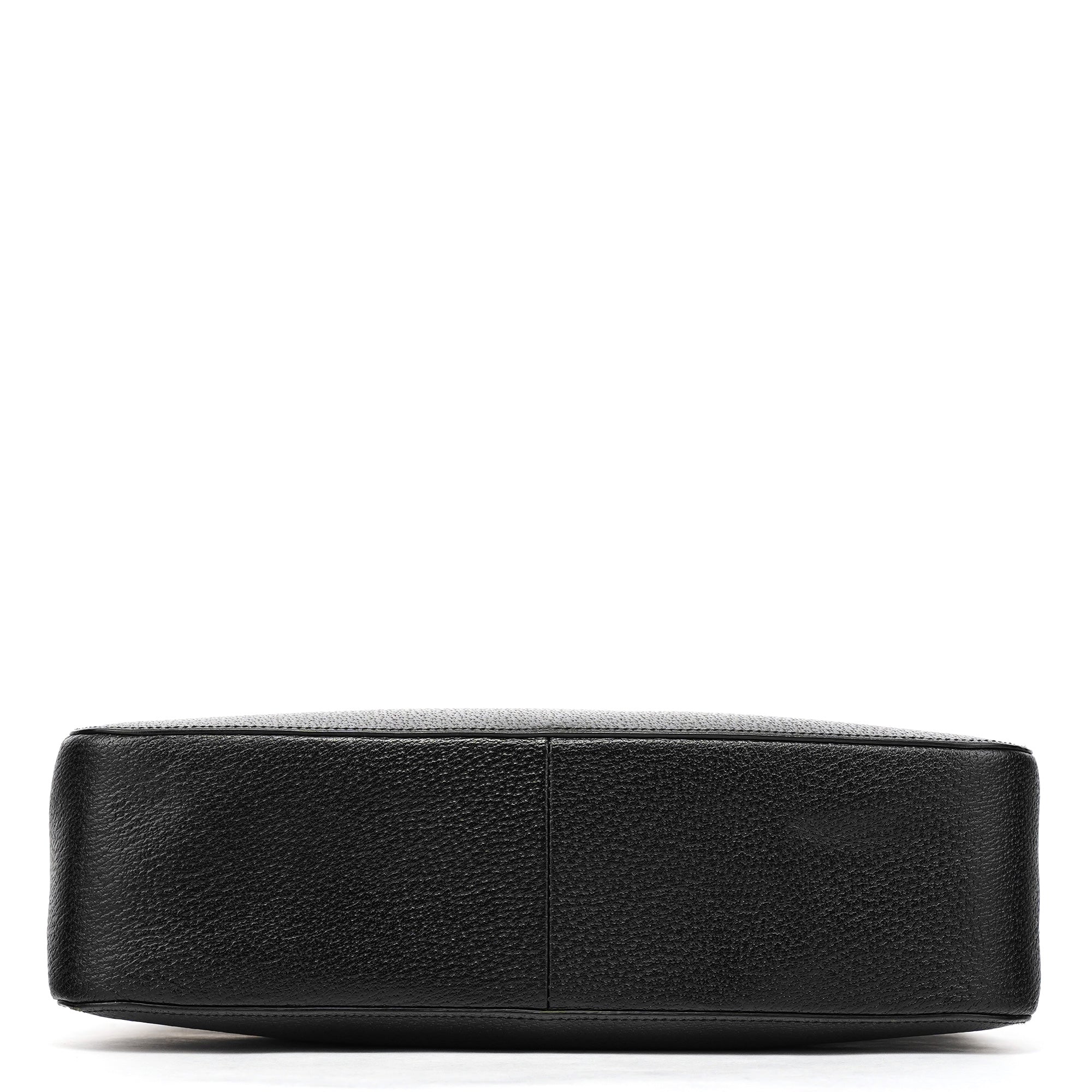 002 1060 Black Leather Bamboo Tote Bag